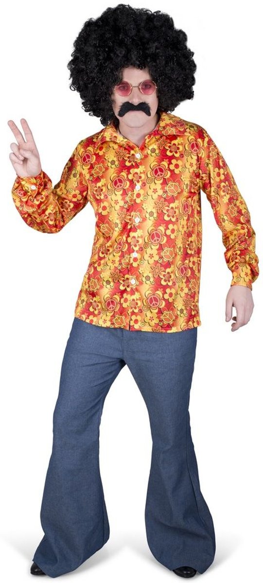 Hippie Kostuum | Flower Power Peace Shirt Jaren 60 | Medium | Carnaval kostuum | Verkleedkleding